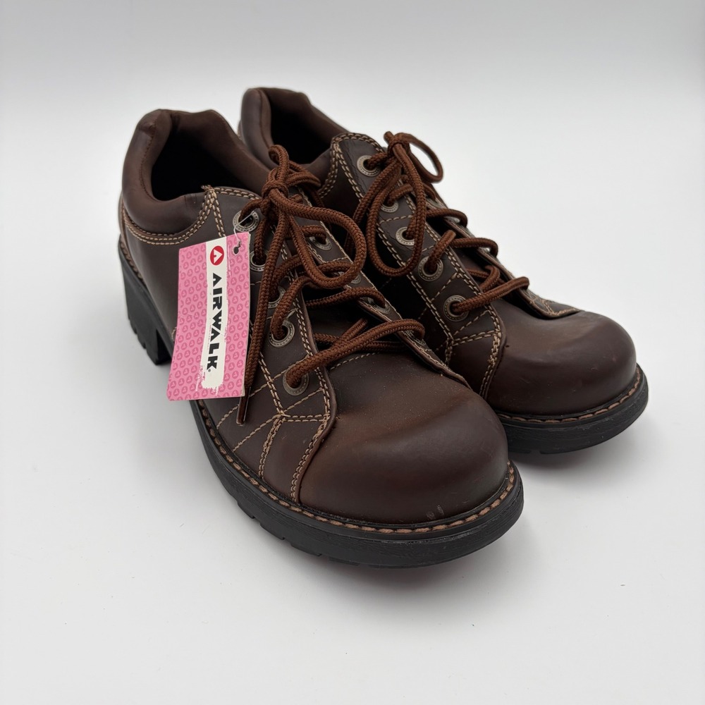 Airwalk Brown Chunky Platform Oxford Lace Up Lug Sole Shoes Womens 8.5 Vintage